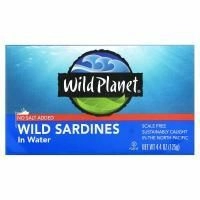 Wild Planet, Сардины, выловленные в диких условиях, в воде, Без добавления соли, 4,4 унц. (125 г)