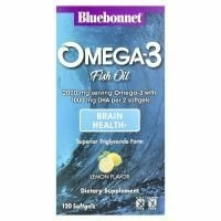 Bluebonnet Nutrition, Натуральный состав для мозга с омега-3, 120 мягких капсул