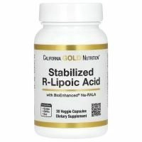 California Gold Nutrition, стабилизированная R-липоевая кислота, 30 растительных капсул