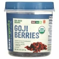 BareOrganics, Вяленые органические ягоды годжи, 227 г (8 унций)