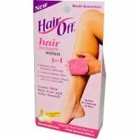 Hair Off, Рукавица для удаления волос, 3-в-1, запах огурца и дыни, 3 шт. в упаковке