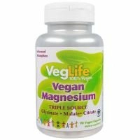 VegLife, Магний растительного происхождения, три источника, 90 вегетарианских капсул