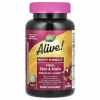 Nature's Way, Живой! Для волос, кожи и ногтей с коллагеном, Со вкусом клубники, 60 жевательных таблеток
