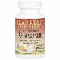 Planetary Herbals, Аюрведическое средство, Ашваганда полного спектра, 570 мг, 60 таблеток