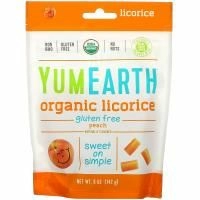 YumEarth, Мягкая пищевая персиковая лакрица без глютена + Вкусно, 5 унций (140 г)