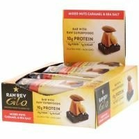 Raw Rev, Glo, Смесь орешков с карамелью & морской солью, 12 батончиков по 1,6 унции (46 граммов)