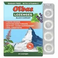 Olbas Therapeutic, Пастилки с маслом олбас со вкусом черной смородины, Без сахара, 24 пастилки