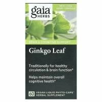 Gaia Herbs, листья гинкго билоба, 60 веганских капсул Liquid Phyto-Caps