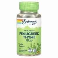 Solaray, True Herbs, пажитник и чабрец, 100 растительных капсул