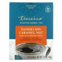 Teeccino, Обжаренный травяной чай, одуванчик, карамель, орех, без кофеина, 10 чайных пакетиков, 60 г