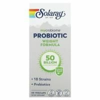 Solaray, Mycrobiome Probiotic Weight Formula, 50 млрд, 30 капсул с кишечным растительным экстрактом