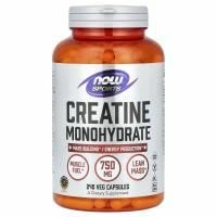 NOW Foods, Sports, моногидрат креатина, 4500 мг, 240 растительных капсул (750 мг в каждой капсуле)