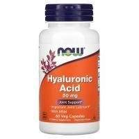 Hyaluronic Asid NOW Гиалуроновая кислота 50 мг, 60 вегетарианских капсул