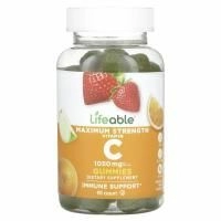 Lifeable, жевательные таблетки с витамином C максимальной силы действия, со вкусом натуральных фруктов, 1050 мг, 90 жевательных таблеток (350 мг в 1 жевательной таблетке)