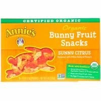 Annie's Homegrown, Органические фруктовые закуски Bunny, солнечный цитрус, 5 пакетиков, 0.8 унции (23 г) каждый