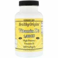 Healthy Origins, Витамин D3, 1000 МЕ, 360 гелевых капсул
