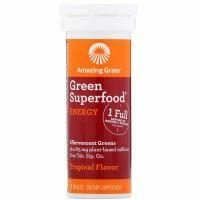 Amazing Grass, Green Superfood, шипучие таблетки из зелени для пополнения запаса энергии, со вкусом тропических фруктов, 10 таблеток