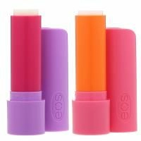 EOS, экстрасмягчающий бальзам для губ с маслом ши, клубника и персик, жареный зефир, 2 упаковки, 4 г (0,14 унции) каждый