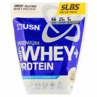 USN, 100% высококлассный сывороточный белок + белок, со вкусом торта ко дню рождения, 2,27 кг