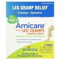 Boiron, Arnicare, средство от судорог в ногах, лимон, 3 тюбика, 11 жевательных таблеток в тюбике