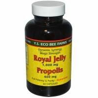 Y.S. Eco Bee Farms, Royal Jelly, Прополис, 1000 мг/400 мг, 60 Капсул