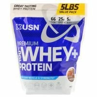 USN, 100% высококачественный сывороточный белок + белок, шоколад, 2,27 кг