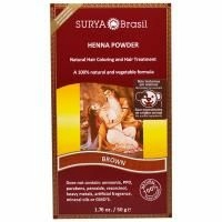 Surya Brasil, Порошок хны, натуральное окрашивание и уход за волосами, коричневый, 50 г