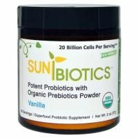 Sunbiotics, Organic,  высокоэффективные пробиотики с органическими пребиотиками в порошке, ваниль, 2 унции (57 г)