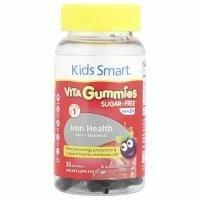 Bioglan, Kids Smart® VITA Gummies®, железо и витамин C, для детей от 3 лет, ежевичный лимонад, 30 жевательных таблеток