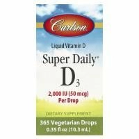 Carlson Labs, Super Daily D3, витамин D3, 2000 МЕ, 0,37 жидкой унции (10,98 мл)