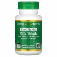 California Gold Nutrition, Экстракт расторопши, 80% силимарина, EuroHerbs, клиническая эффективность, 60 вегетарианских капсул
