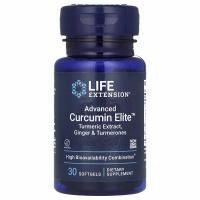 Life Extension, Advanced Curcumin Elite, экстракт куркумы, имбирь и турмероны, 30 мягких таблеток