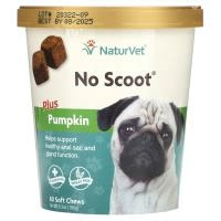 NaturVet, No Scoot, добавка для поддержки анальной железы, тыква, для собак, 60 жевательных таблеток, 180 г (6,3 унции)