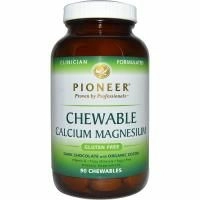 Pioneer Nutritional Formulas, Жевательный кальций и магний, с темным шоколадом, 90 жевательных таблетки на растительной основе