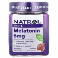 Natrol, Жевательные таблетки, мелатонин, клубника, 5 мг, 90 штук