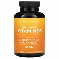 Viva Naturals, витамин D3 с органическим жидким кокосовым маслом, высокоэффективный, 5000 МЕ, 360 мягких таблеток