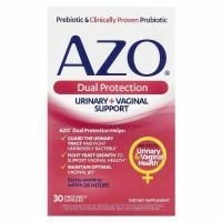 Azo, Dual Protection, поддержка мочеиспускания и влагалища, 30 капсул для приема один раз в день