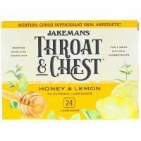 Jakemans, Горло и грудь, вкус меда и лимона, 24 леденца