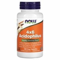Now Foods, 4x6 ацидофильные бактерии, 120 растительных капсул