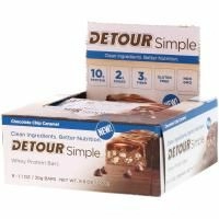 Detour, Simple, Батончики  с Сывороточным Белком, Карамель с Шоколадной Крошкой, 9 батончиков по 1,1 унции (30 г) каждый