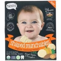 NosH!, Baby Shaped Munchables, органические вафли для прорезывания зубов, сладкий картофель и тыква, 12 упаковок по 0,14 унции (4 г) каждая