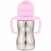 Think, Thinkbaby, Thinkster в виде стальной бутылки, розовая, 1 бутылка с соломинкой, 9 унц. (260 мл)