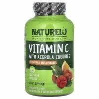 NATURELO, Витамин C с ацеролой и цитрусовыми биофлавоноидами, 180 вегетарианских капсул