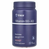 Trace Minerals ®, Жевательные мармеладки с витамином D3 и K2, с клубникой, 60 жевательных таблеток