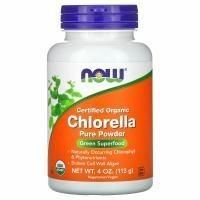 Now Foods, Сертифицированная органическая хлорелла, чистый порошок, 4 унц. (113 г)