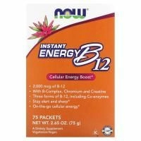 Now Foods, Мгновенная энергия B12, 2000 мкг, 75 пакетиков, (1 г) каждый