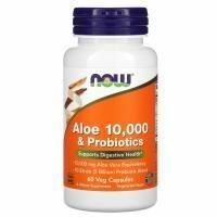 Now Foods, Алоэ 10 000 & пробиотики, 60 вегетарианских капсул