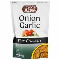 Foods Alive, Льняные крекеры, лук и чеснок, 4 унции (113 г)