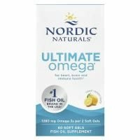 Nordic Naturals, Ultimate Omega, со вкусом лимона, 1,280  мг, 60 желатиновых капсул
