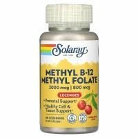 Solaray, Метилфолат метил B-12 , натуральный вишневый вкус, 60 леденцов